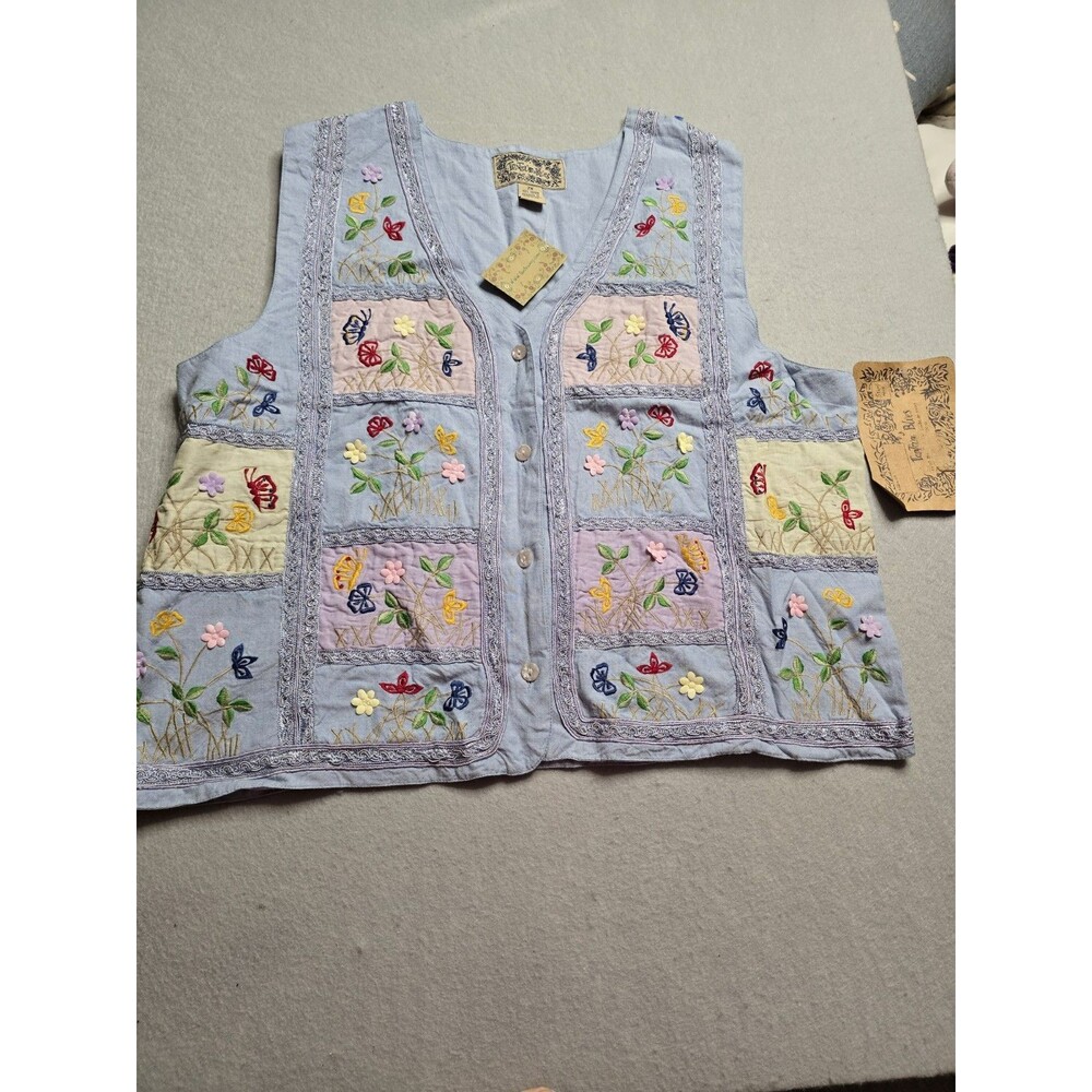 Tantrum Blues 2X Embroider Butterfly Floral Vest NWT Cottagecore Fairycore Boho